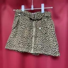 jouetie ヒョウ柄デニム風ミニスカート ベルト付き