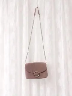 H&M スエード調 ショルダーバッグ ピンク チェーン