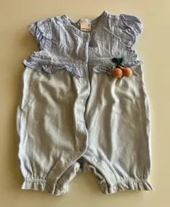 【美品】petit main 夏用 水色 ロンパース 70
