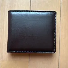 未使用　メンズ　二つ折り牛革財布　牛本革　レザー　濃茶　ダークブラウン