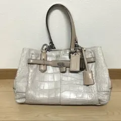 希少 良品 コーチ トートバッグ ハンドバッグ クロコ型押し エンボス 肩掛け