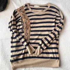 【美品】ツモリチサトTSUMORICHISATOボーダーニットセーターレディース