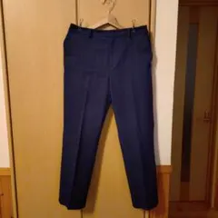 UNIQLO ネイビー チェック柄 スマートアンクルパンツス L