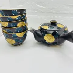 有田焼　文山窯　急須　湯呑　 金彩山茶花　煎茶揃　5客セット 金彩