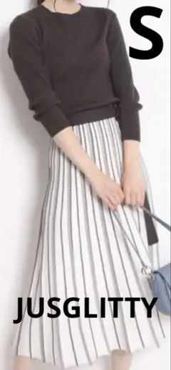 JUSGLITTY ジャスグリッティー　配色ニット　ワンピース　S