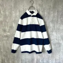 【最高デザイン！】90's ラルフローレン ラガーシャツ 太ボーダー 刺繍ポニー