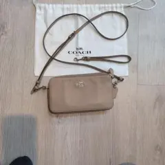 COACH ベージュ レザー ショルダーバッグ