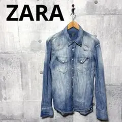 ZARA ザラ メンズ 長袖デニムシャツ L ウエスタンシャツ