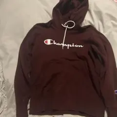 Champion バーガンディ フード付きパーカー S