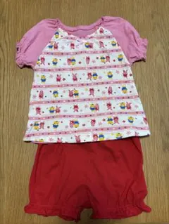 ベビーパジャマ 80 半袖 綿100 レトロかわいい うさぎ くま 女の子のサムネイル