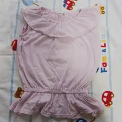 ブランシェス　フリル付き薄いピンクノースリーブ　130サイズ