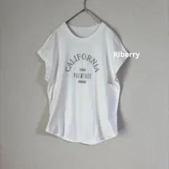 Riberry ロゴ 刺繍 フレンチスリーブ Tシャツ ホワイト 白 シルバーのサムネイル