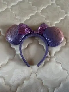 ミッキー耳カチューシャ 紫ピンク スパンコール