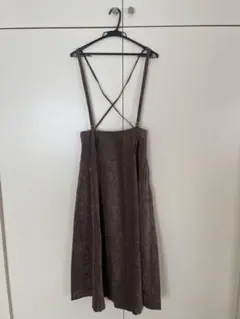 RETRO GIRLサス付スカート ダークブラウン フレアスカート