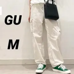 【GU ジーユー】 カーゴプルオンパンツ オフホワイト カジュアル ウエストゴム