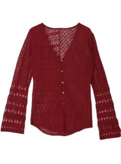 アメリビンテージ　レース編み 赤 カーディガン