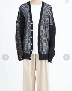 新品タグ付 24SS sulvam/サルバム　メッシュカーディガン　ブラックS