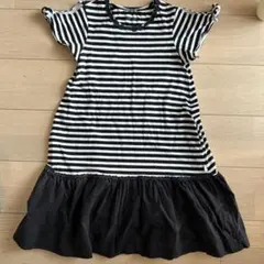 kate spade 140 肩デザインワンピース 黒と白のストライプ