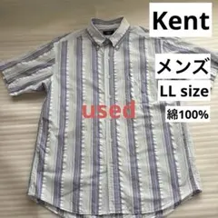 美品Kent ケント 半袖 ボタンダウンシャツ ストライプ柄 LLサイズ　メンズのサムネイル