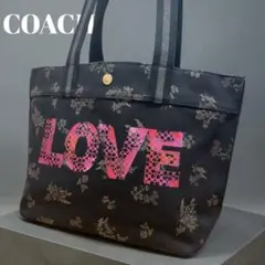 미사용 級✨coach コーチ トートバッグ ショルダー 自立 花柄 A4 大容量