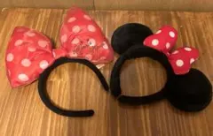 ミニー　カチューシャ　リボン　2点セット