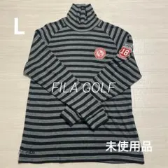 未使用品 フィラゴルフ メンズ 黒グレー柄 ニット モックネック シャツ L