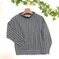 【美品】ジーナシス 華奢見えトップス ストライプ ニットセーター フリー サイズ
