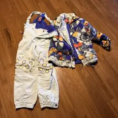 GOLDWIN 花柄 ナイロン スキーウェア 上下セット 160 M相当 紫裏地