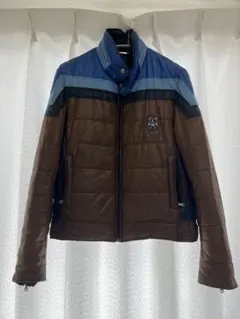 D&G ダウンジャケット ブラウン・ブルー　サイズ44 インディゴナイロンサテン リサイクルダウン ジャケット | BLUE BLUE