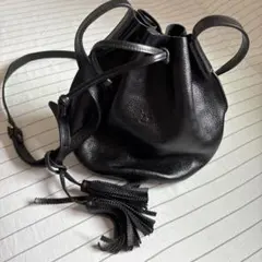 【本日限定値下げ】ILBISONTE イルビゾンテ　レザー製黒ショルダーバッグ