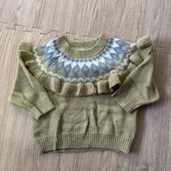 tetea tete フリル付きノルディック柄セーター