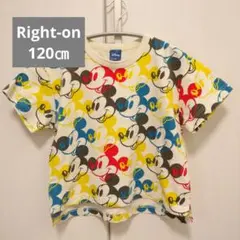 ライトオン ディズニー ミッキー 総柄 Tシャツ 120cm オーバーサイズのサムネイル