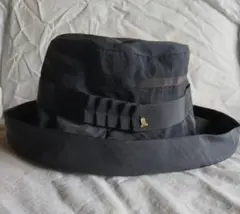 試着のみ LANVIN 黒 バケットハット ロゴテープ リボン付き 帽子