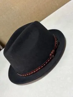 イタリア製 Crushable wool hat 黒 サイズ58 M/L