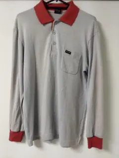adidas アディダス Club adidas グレーと赤の長袖ポロシャツ