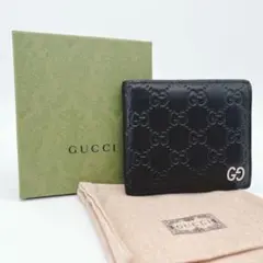GUCCI グッチ 二つ折り財布 シマ ドリアン レザー ブラックのサムネイル