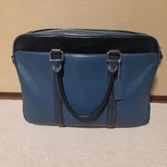 COACH 青 レザー ビジネスバッグ