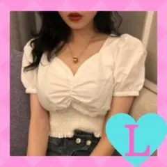 ブラウス シャツ 韓国 フリル Ｖネック パフスリーブ シフォン オルチャン