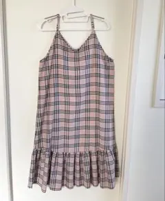 W♡C ピンク系チェック キャミワンピース