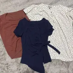 まとめ売り H＆M SHEINネイビー 半袖カットソー サイドリボン バレエコアのサムネイル