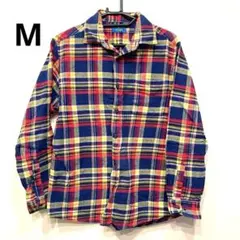 Navy チェック柄 ネルシャツ 長袖シャツ 古着 メンズ Mのサムネイル