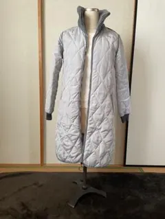 グレー キルティングロングジャケット