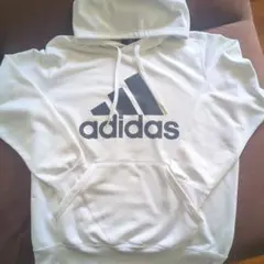 adidas ホワイト フード付きパーカー