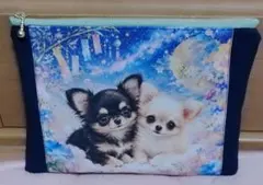 大きめフラットポーチ♡チワワのサムネイル