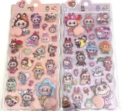 LABUBU ぷっくりおしり 夜光3Dシール 2枚セット