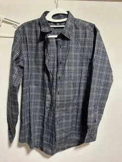ユニクロ ブロードシャツ チェック ボタンダウン DARK GRAY S