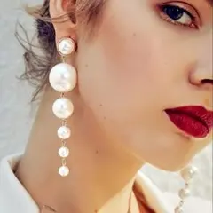 【残り3点！】 揺れる 高級感 高見え パール ドロップピアス ロングピアス