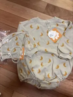 値下げ中！melted butter ロンパースボンネットセットブラックスワン