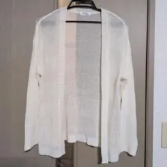 Navy アイボリー 長袖カーディガン Lサイズ