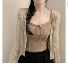 最安値（キャミソールカーディガンset）ベージュ/FREE